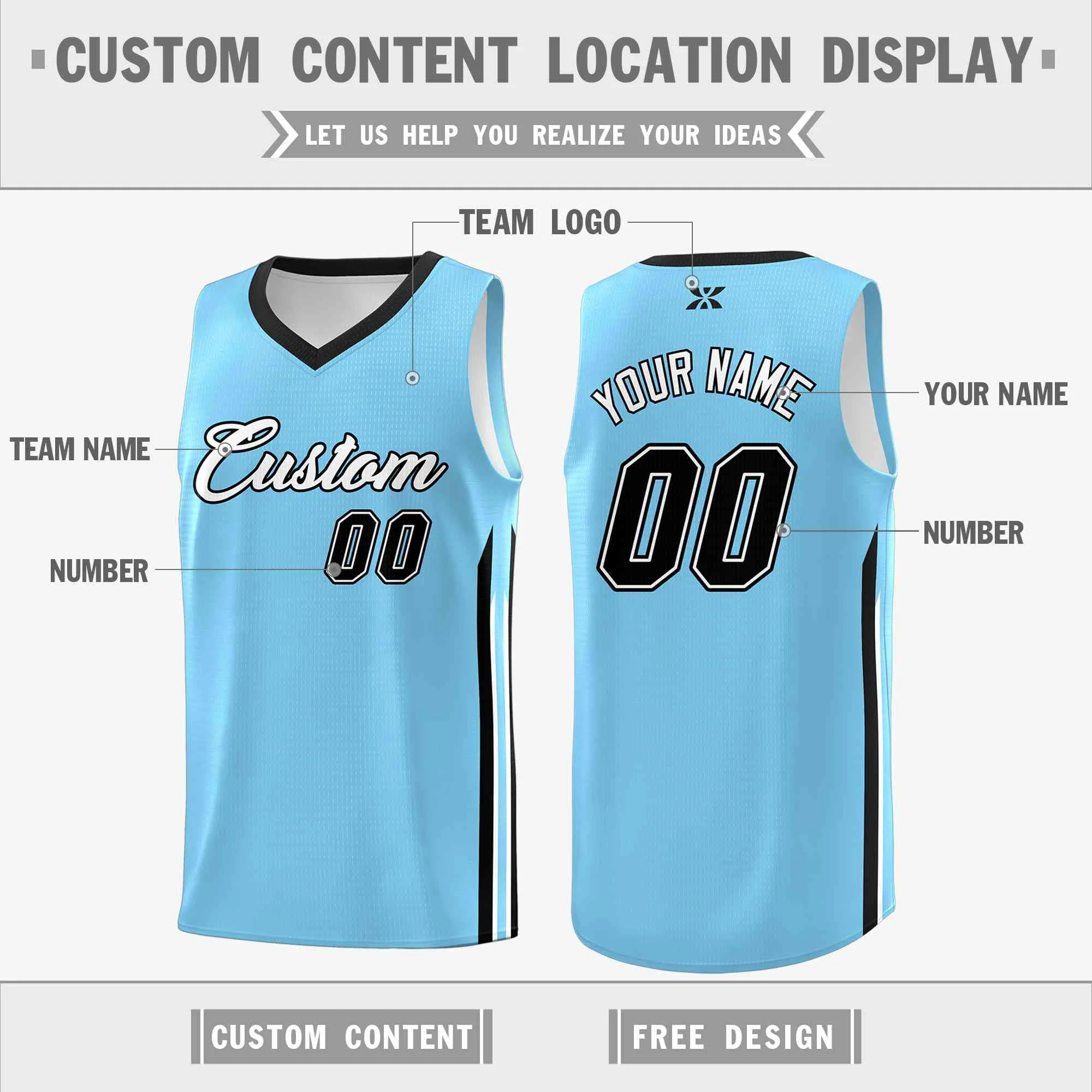 Custom Light Blue White-Classic Tops Mesh Sport Basketball Jersey